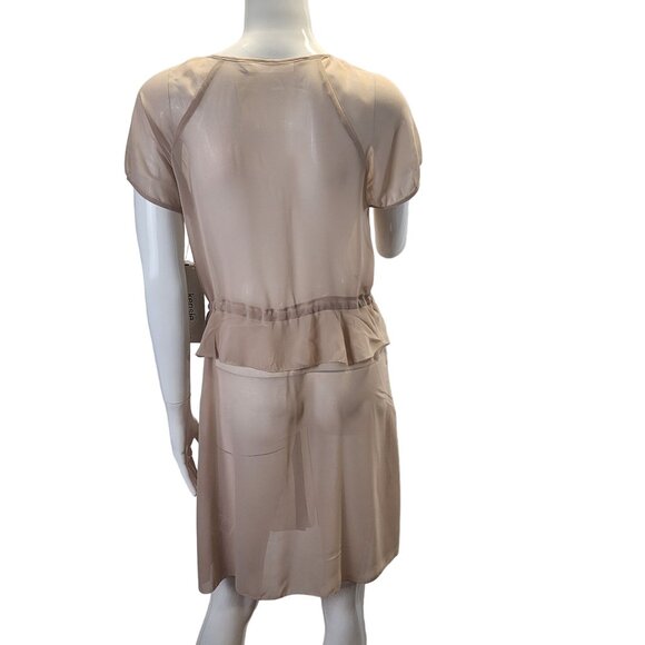 Kensie NWT Sheer Button-Down Dress With Drawstring Waist & Ruffle Hem Size 6 - Picture 2 of 16